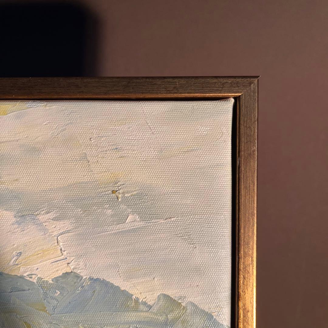 手書き油絵 菜の花畑 額付 絵画 インテリア 油彩画