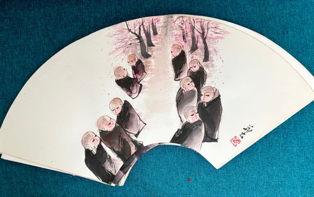 中国漢詩書道掛け軸と扇面画10枚（108体お地蔵さん）