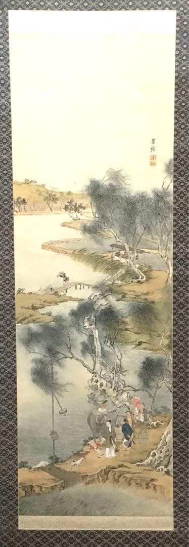 K茶道具　掛軸　二幅対「耕織図　双幀」　仿華山翁図　華僊作　共箱　S1001KJ