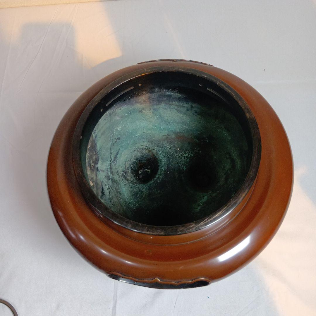 茶道具　(釜師)和田美之助　唐銅朝鮮風炉　真形釜　共箱