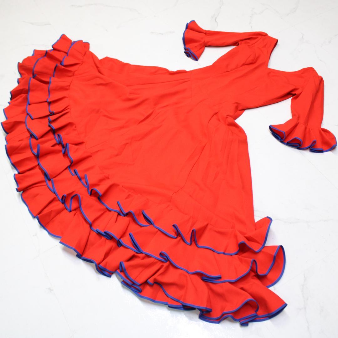 【日本製 フラメンコ衣装】レッド×豪華ボランテ naja ワンピース ドレス