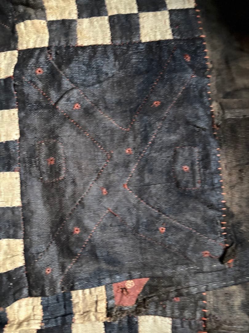 545 アフリカヴィンテージ クバ王国 プショング族 マフェル 王族衣装 市松