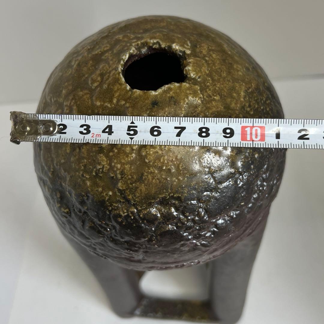 松本頼明　三足　備前花生　共箱　高さ34㎝　東な8-0201☆2F