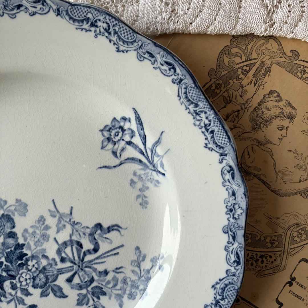 Sarreguemines フランス　アンティーク　プレート fontanges