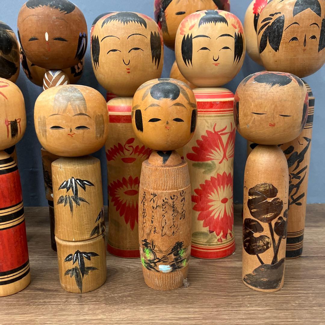 D-3 伝統こけし 創作こけし まとめ売り 18体セット 鳴子 遠刈田 置物