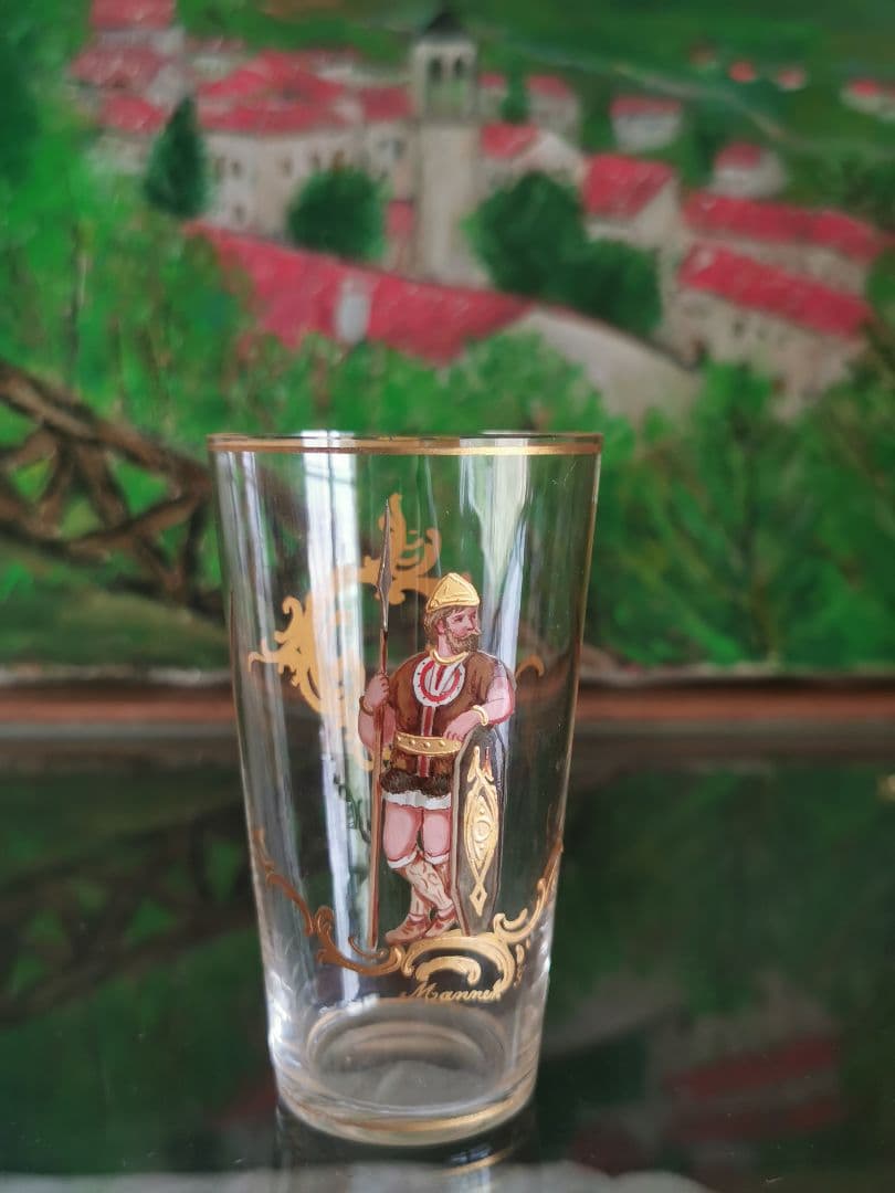 アンティーク ロブマイヤー ウィーン 手描エナメル金彩 オペラ歌劇ショットグラス