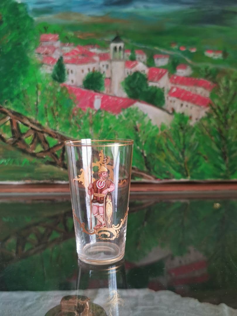 アンティーク ロブマイヤー ウィーン 手描エナメル金彩 オペラ歌劇ショットグラス
