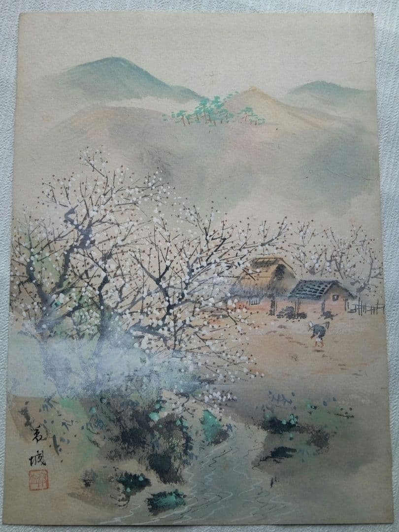 名古屋の画家浅見香城の風景画紙本日本画(まくり）全8枚売り、本物