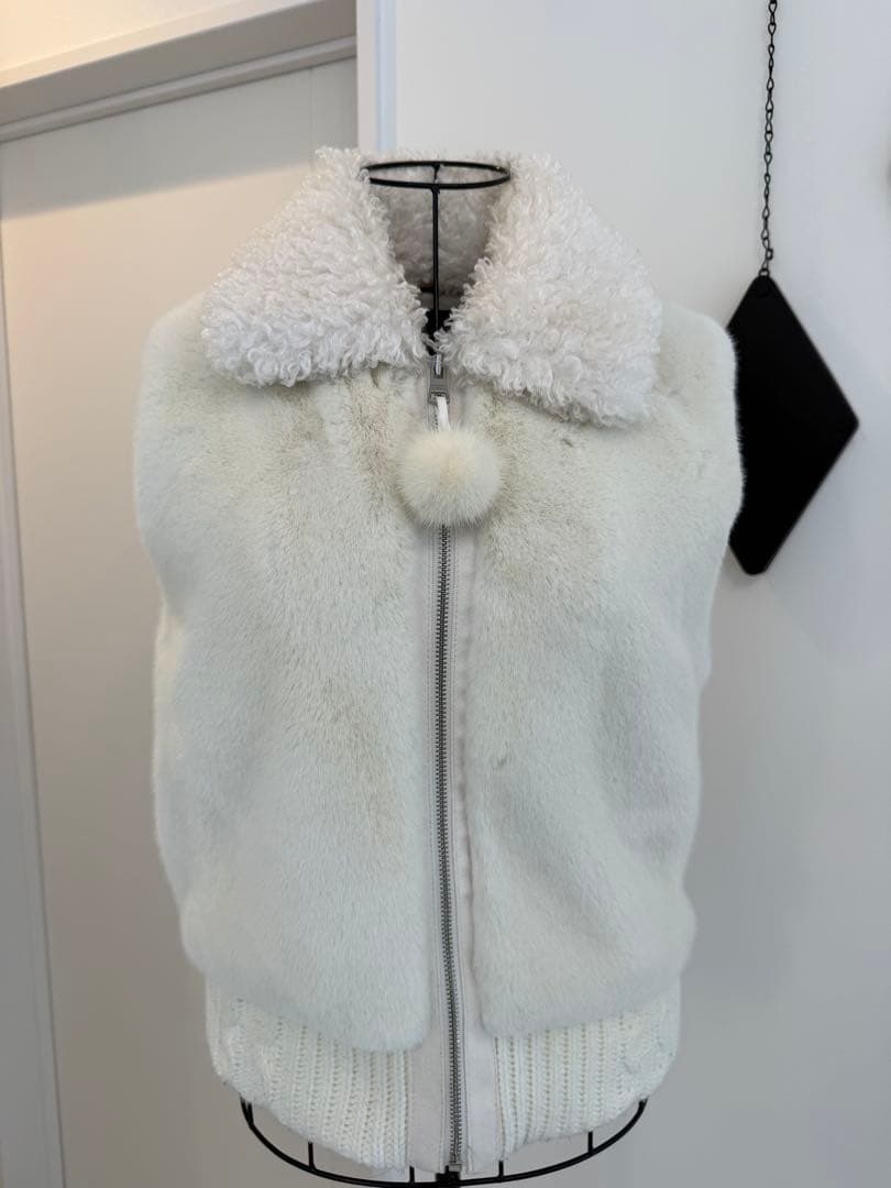 【美品】PEARLY GATES ホワイトファーベスト ゴルフウェア サイズ1