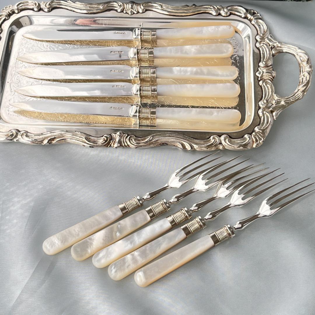 【William Yates 】【白蝶貝 / 純銀継手】デザートセット ケース