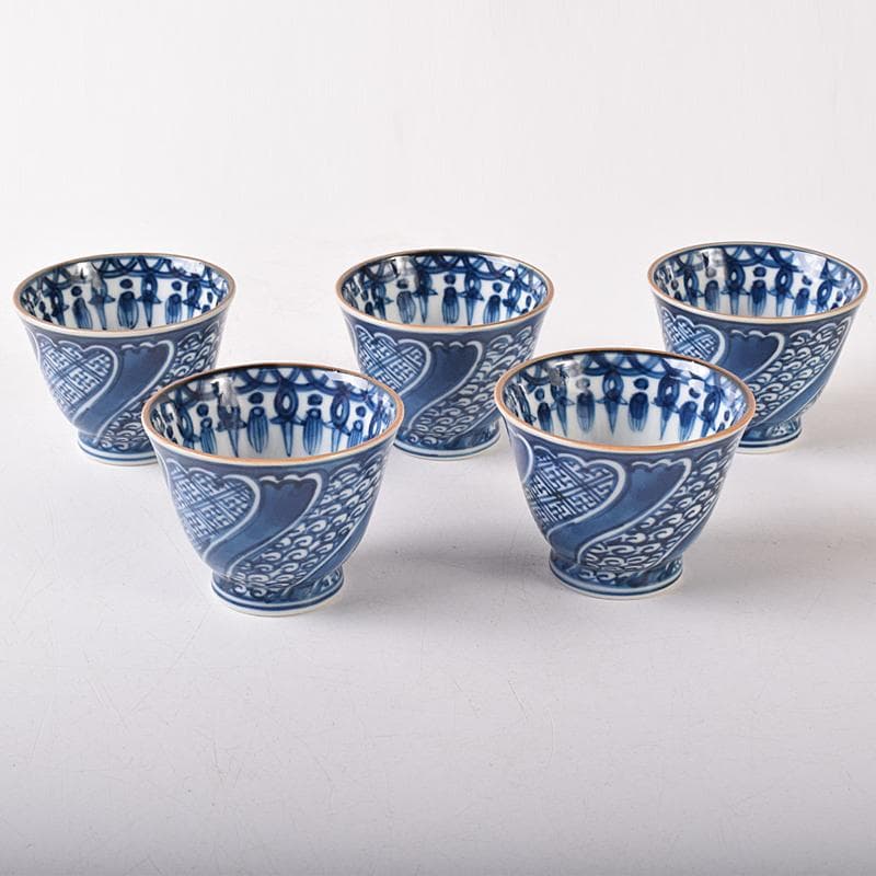 京焼　平安　加藤利昌作　祥瑞一閑人　茶器揃 　共箱　M　R8218