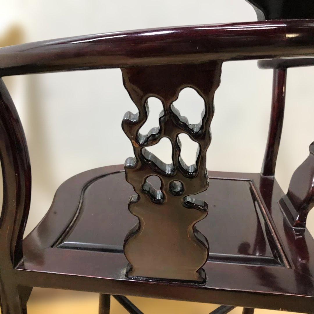 唐木調 隅椅子 コーナーチェア 中国家具 和室 床の間 飾椅子 260207-4