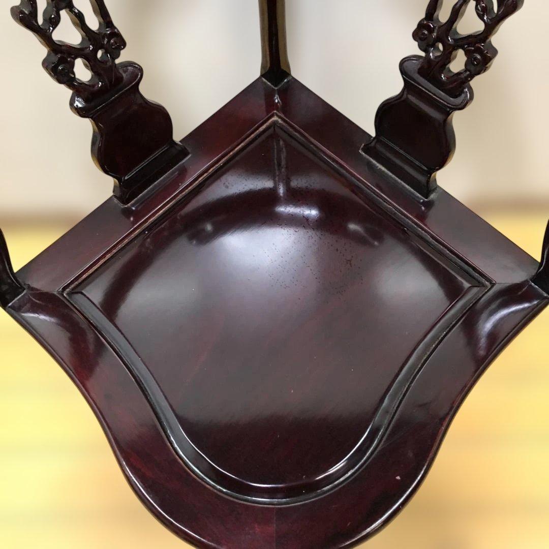 唐木調 隅椅子 コーナーチェア 中国家具 和室 床の間 飾椅子 260207-4