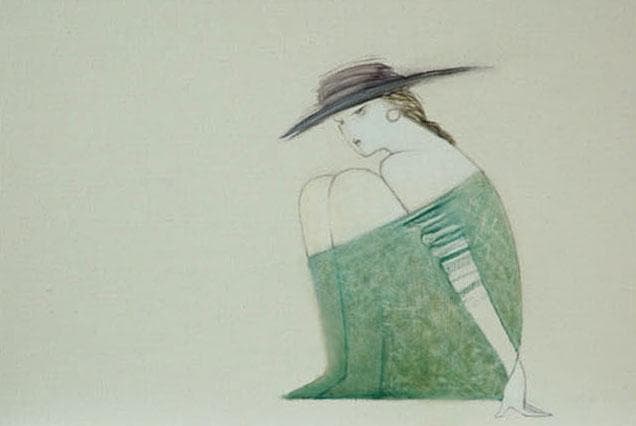 油絵 菅家令子 絵 絵画インテリア額付(青緑＋金色の枠) F4-072012女性