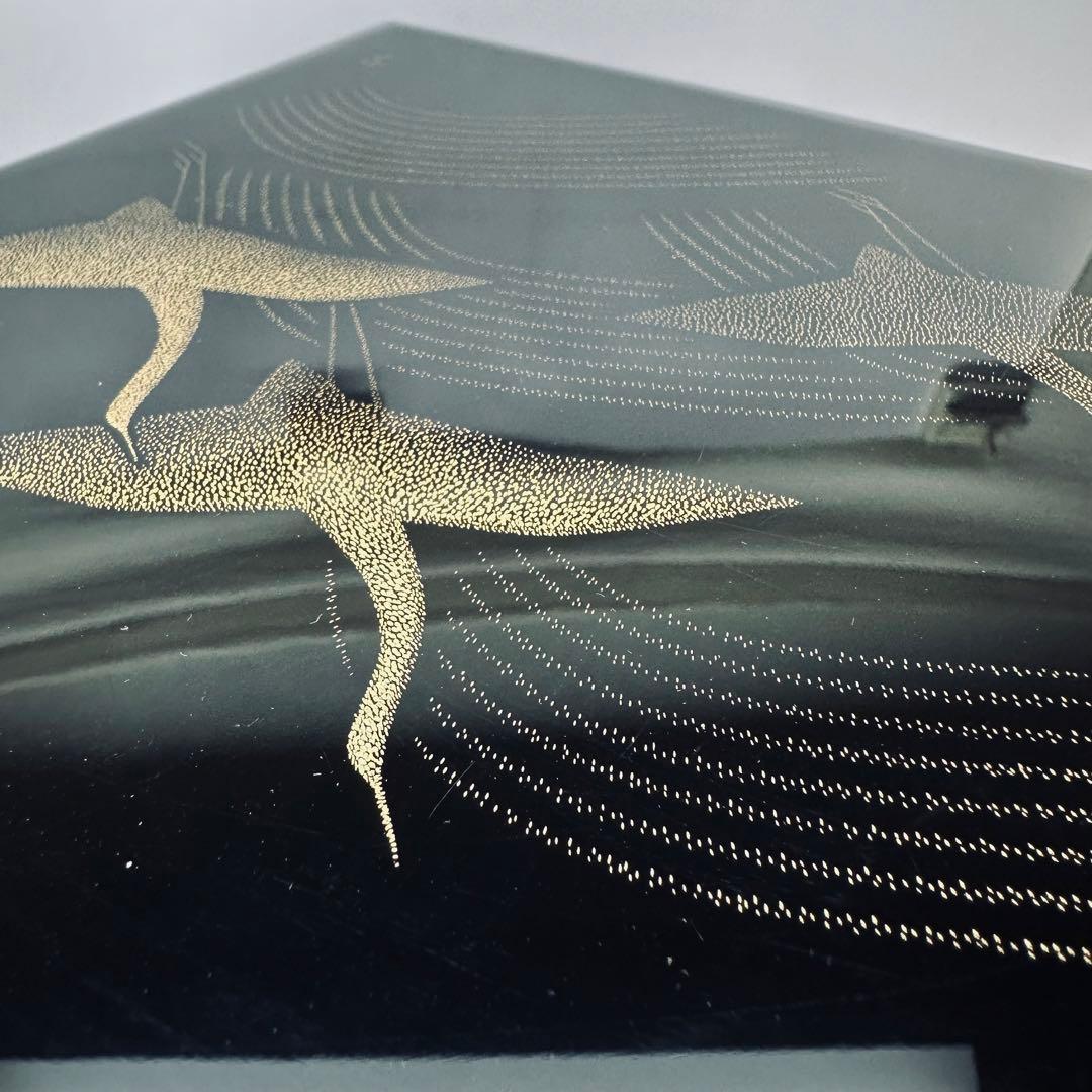 a352 送料無料 輪島塗 巨匠 三谷吾一作 千羽鶴 沈金 三段重 在銘 共箱