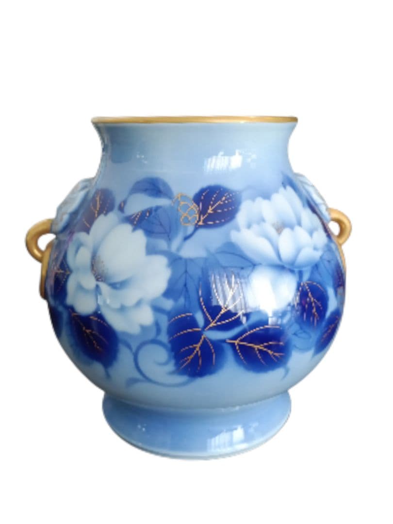 深川製磁 花瓶フラワーベース 金彩鬼面