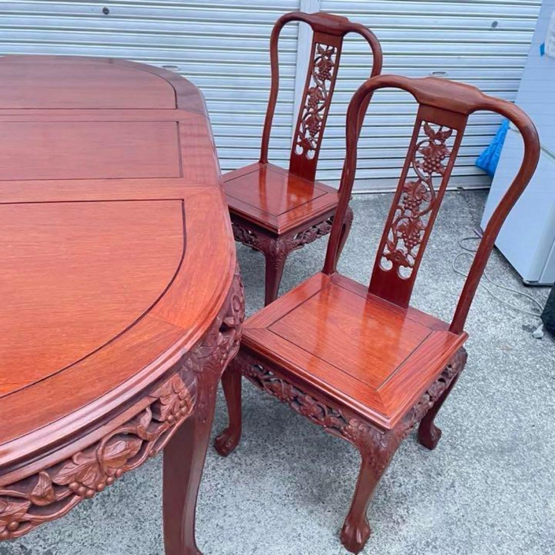 シノワズリー 中国アンティーク調　ダイニング テーブル 楕円形