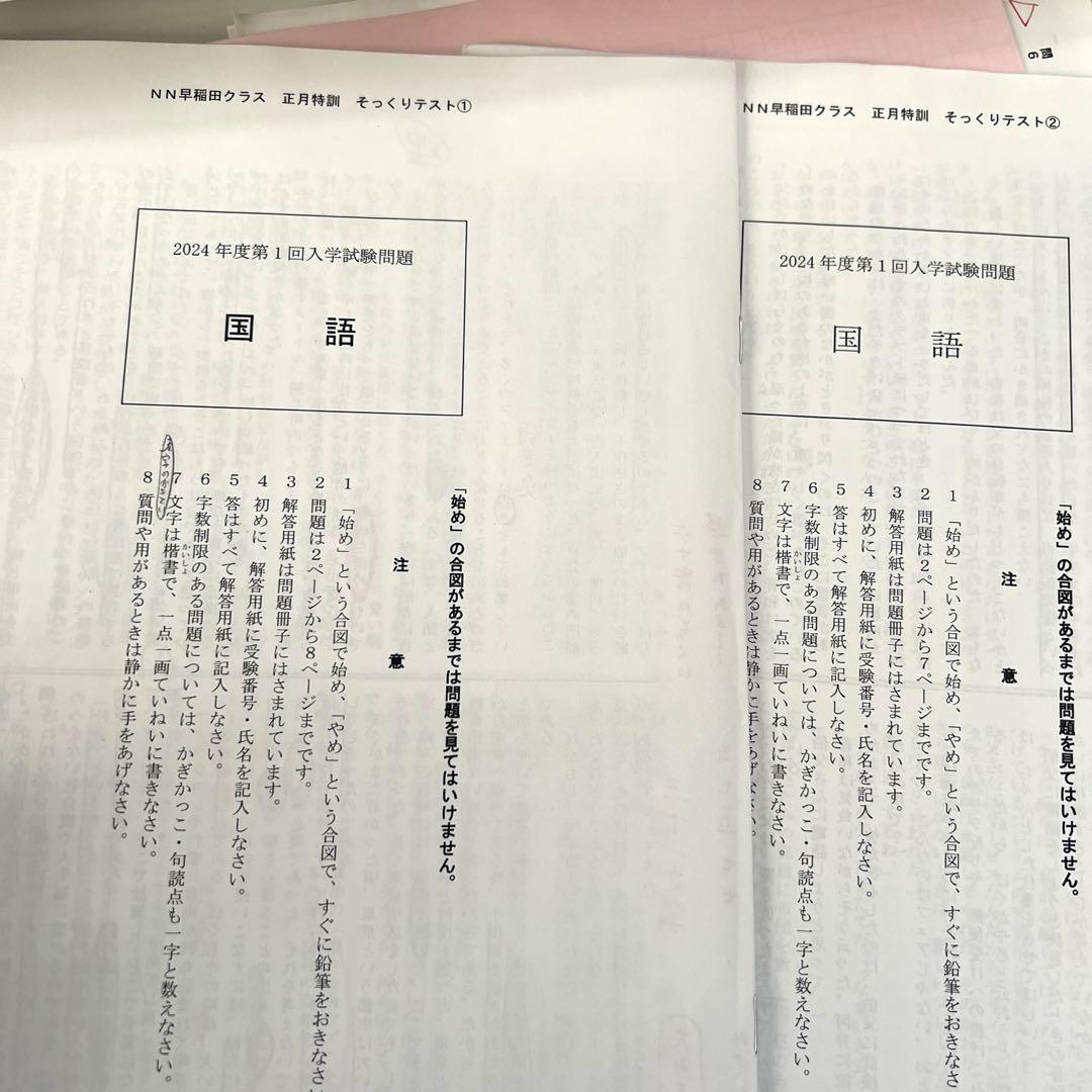 NN早稲田中　早稲田アカデミー　正月特訓　4教科　城壁を突破せよ　他おまけつき