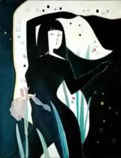 油絵 絵画 絵インテリア 額付(青緑+金色の枠) F6-42023 人物 女性像