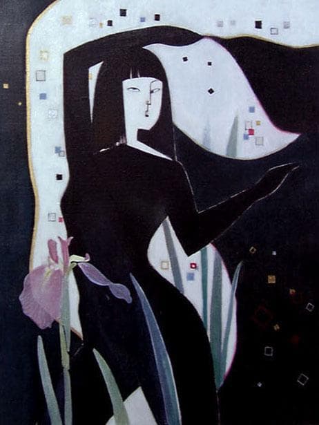 油絵 絵画 絵インテリア 額付(青緑+金色の枠) F6-42023 人物 女性像