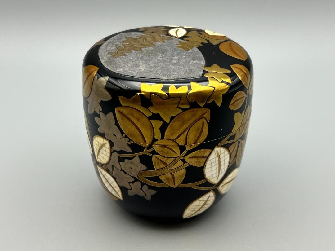 大棗　月に萩　内銀地平目　英文作　共布　共箱付き　作家物　茶道具　未使用