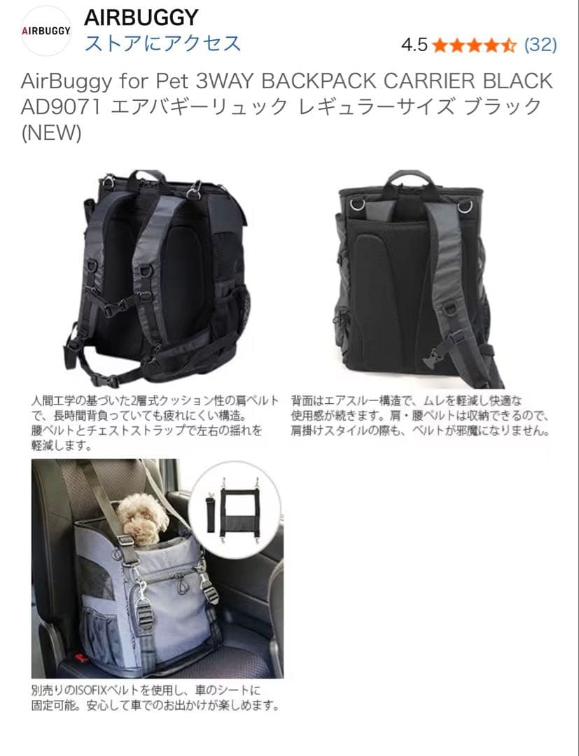 エアバギーリュック レギュラーサイズ ブラック