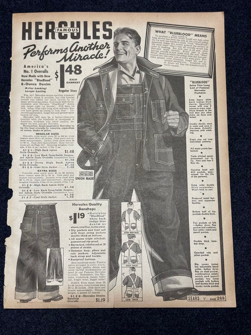 USA VINTAGE SEARS HERCULES 1937年 本物広告
