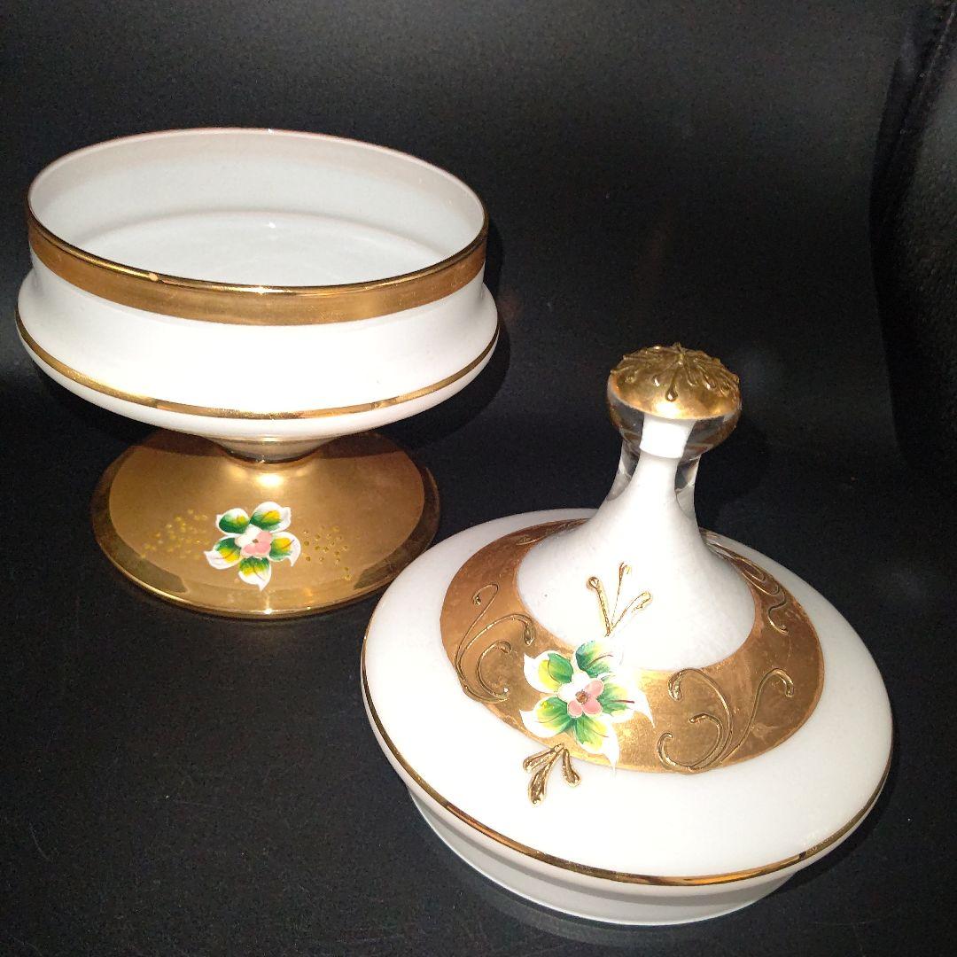 muranoヴェネチアンガラス18K装飾キャンディポット美品ハンドペイント