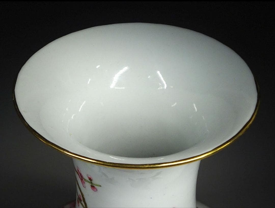 中国古玩 景徳鎮製 肖功旺画 絵付 花瓶 時代物 高約35.5cm z01156