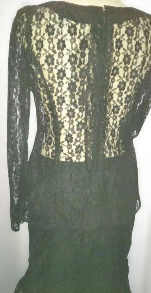 ハンドメイドフラメンコ衣装　黒 総レース 2ピース 2段フリル ソレアなどに