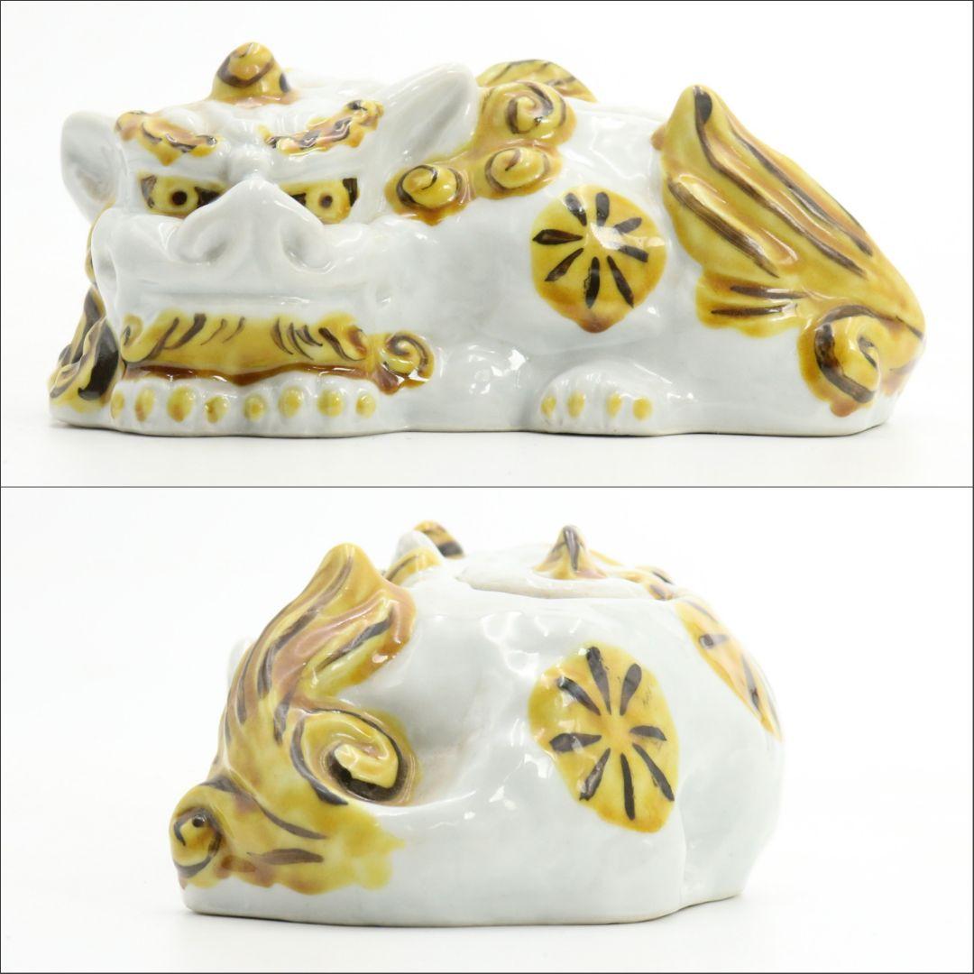 横山豊介作 飾香炉 唐獅子 九谷焼 共箱　C458　NT5