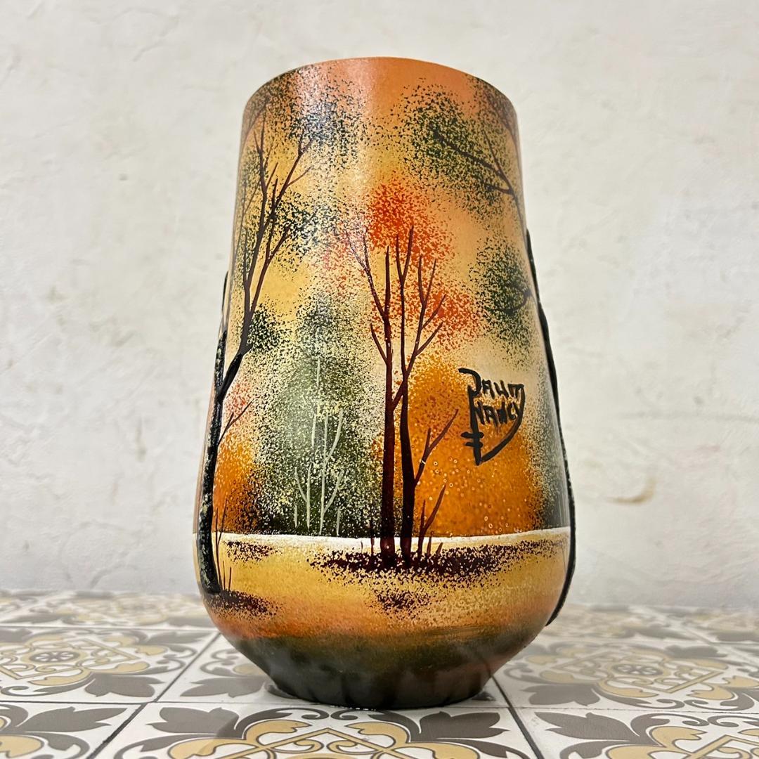 ドームナンシー 筒型　花瓶　高さ18cm 被せガラス　アンテルカレール　幹立体