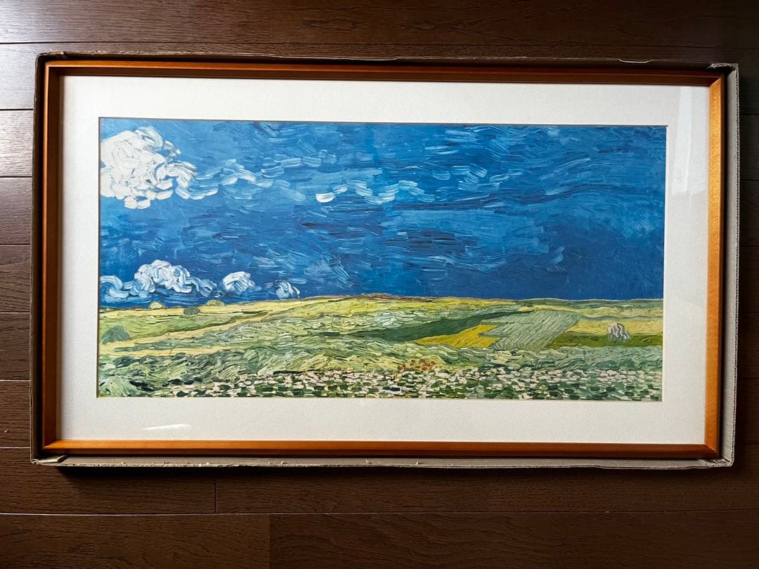 ★未使用★ゴッホ　「荒れ模様の空の麦畑」　額装　印刷物　1