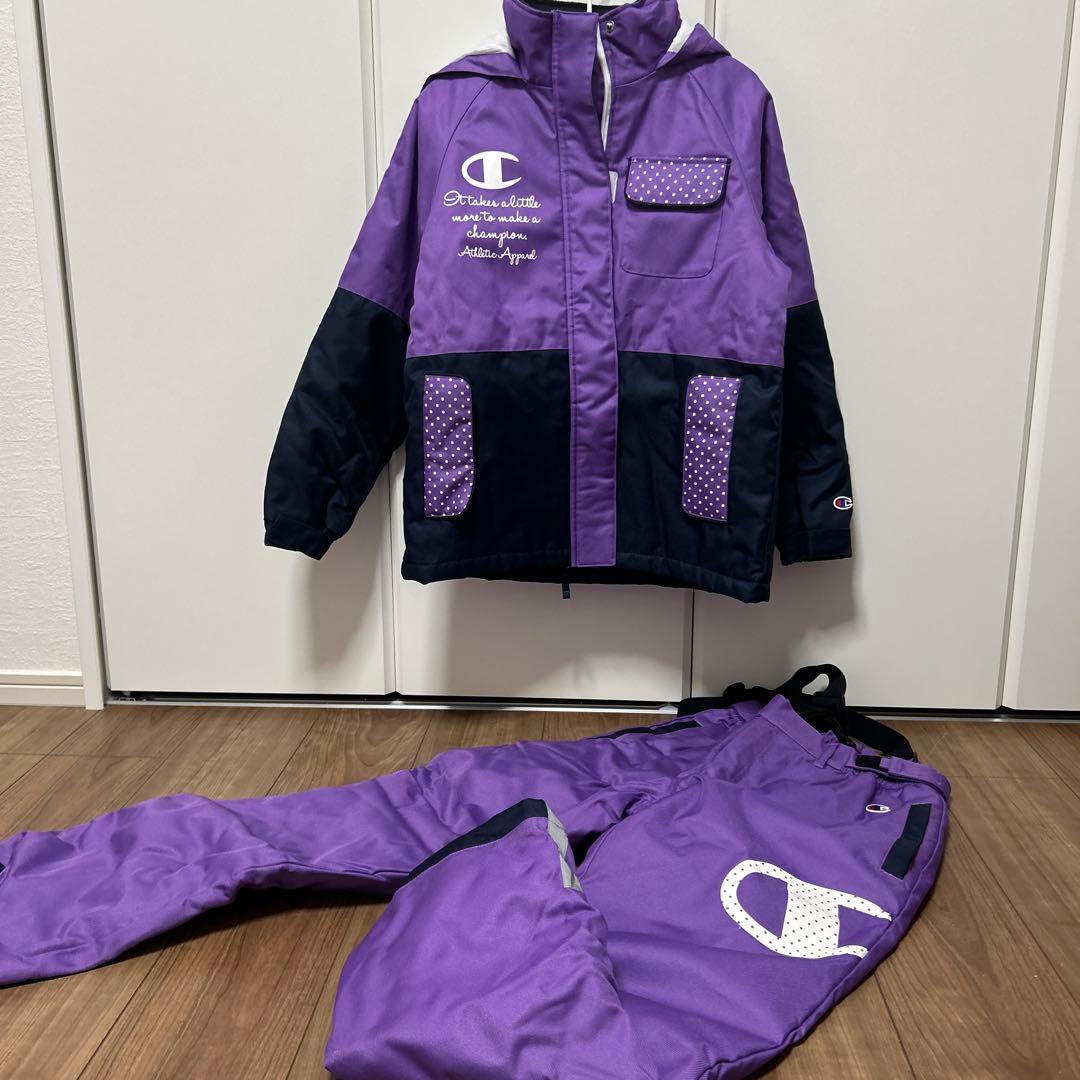 新品　チャンピオン　スキーウェア　スノボウェア　紫　パープル　上下　150cm