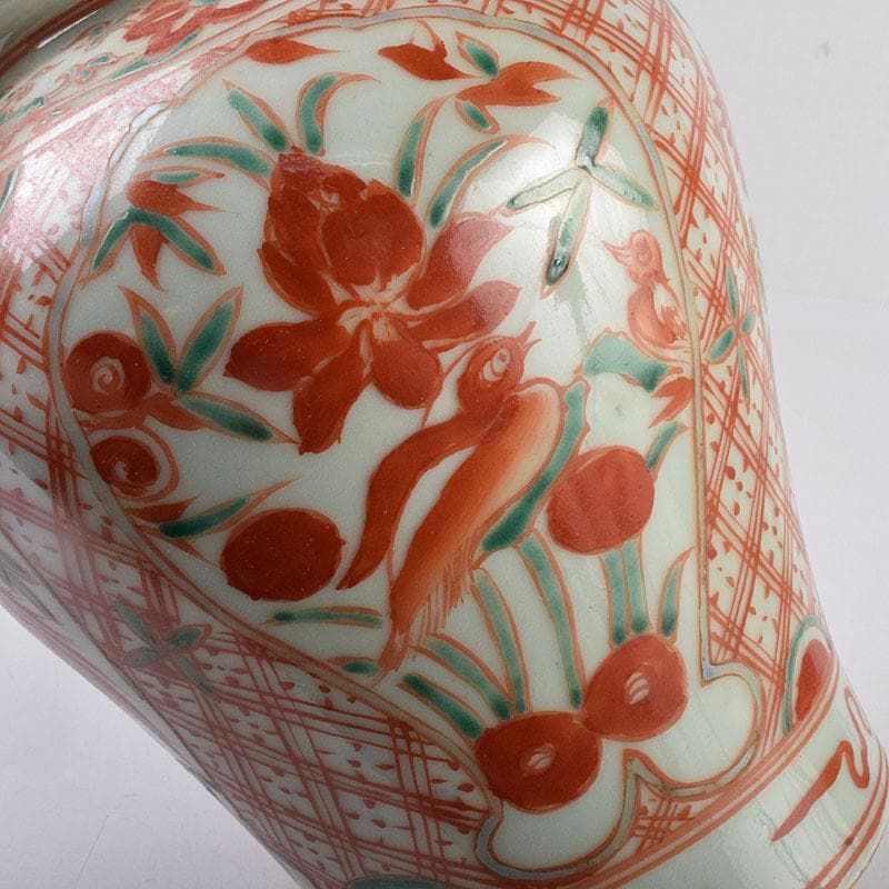 中国　赤絵　花鳥文瓶　C　R8941