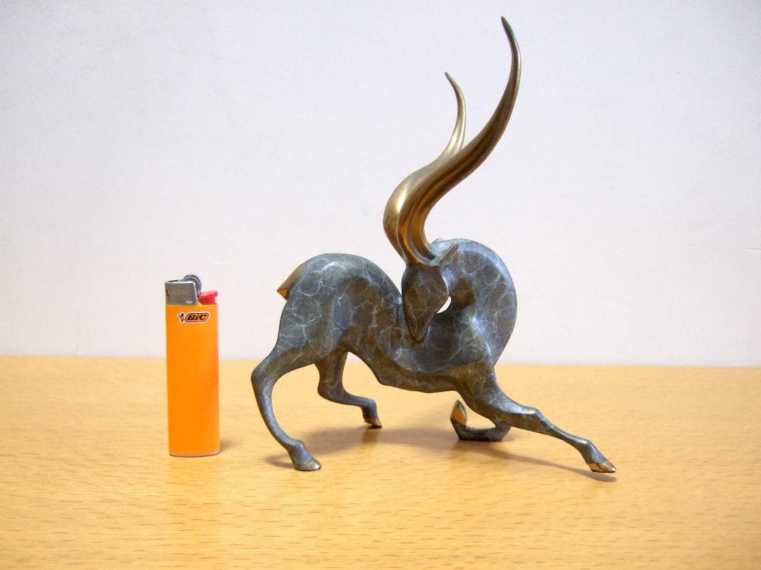 ガゼル 鹿 真鍮 置物 在銘 / ブロンズ アート