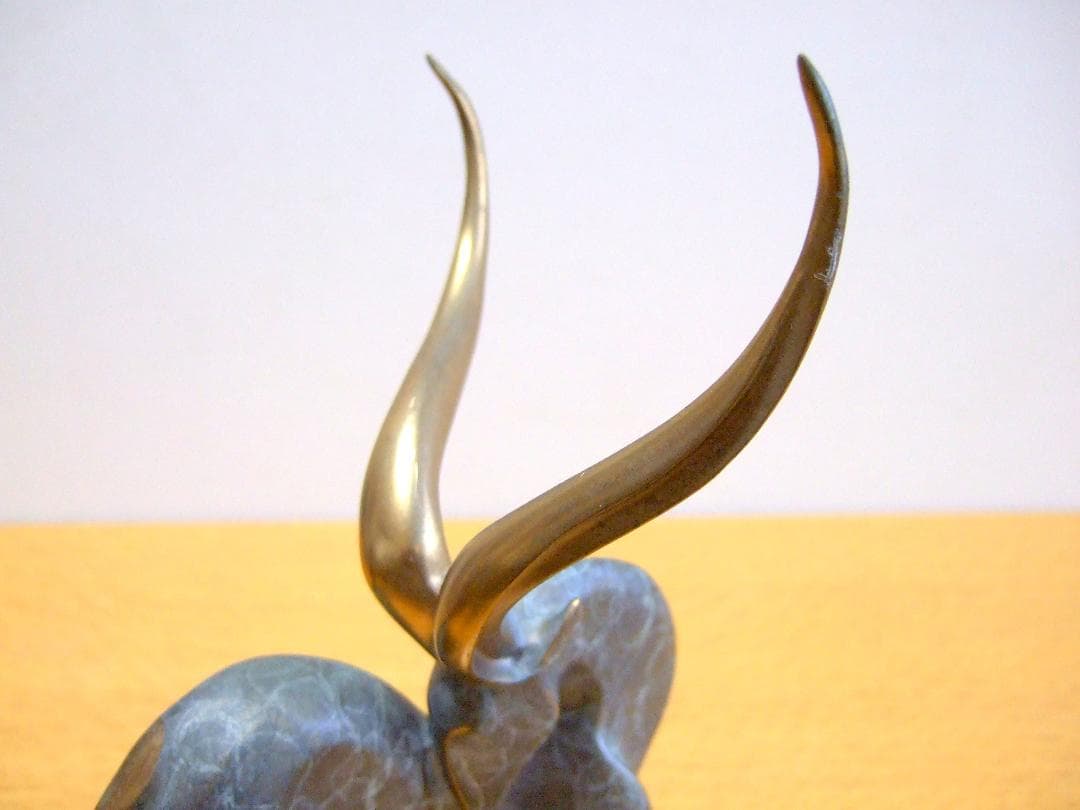 ガゼル 鹿 真鍮 置物 在銘 / ブロンズ アート