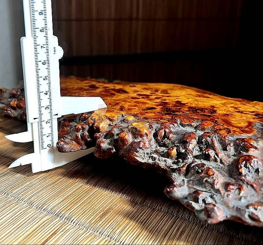 天然時代木 希少 横長 奥細 花梨 玉杢 瘤 四足 花台 香台 盆栽台 50㎝