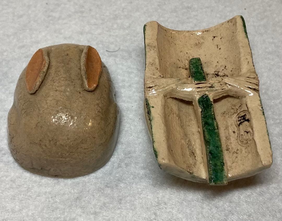 B275h「うさぎ香合」槙江山作　愛媛　　 伊予　江山焼　香道具　茶道具