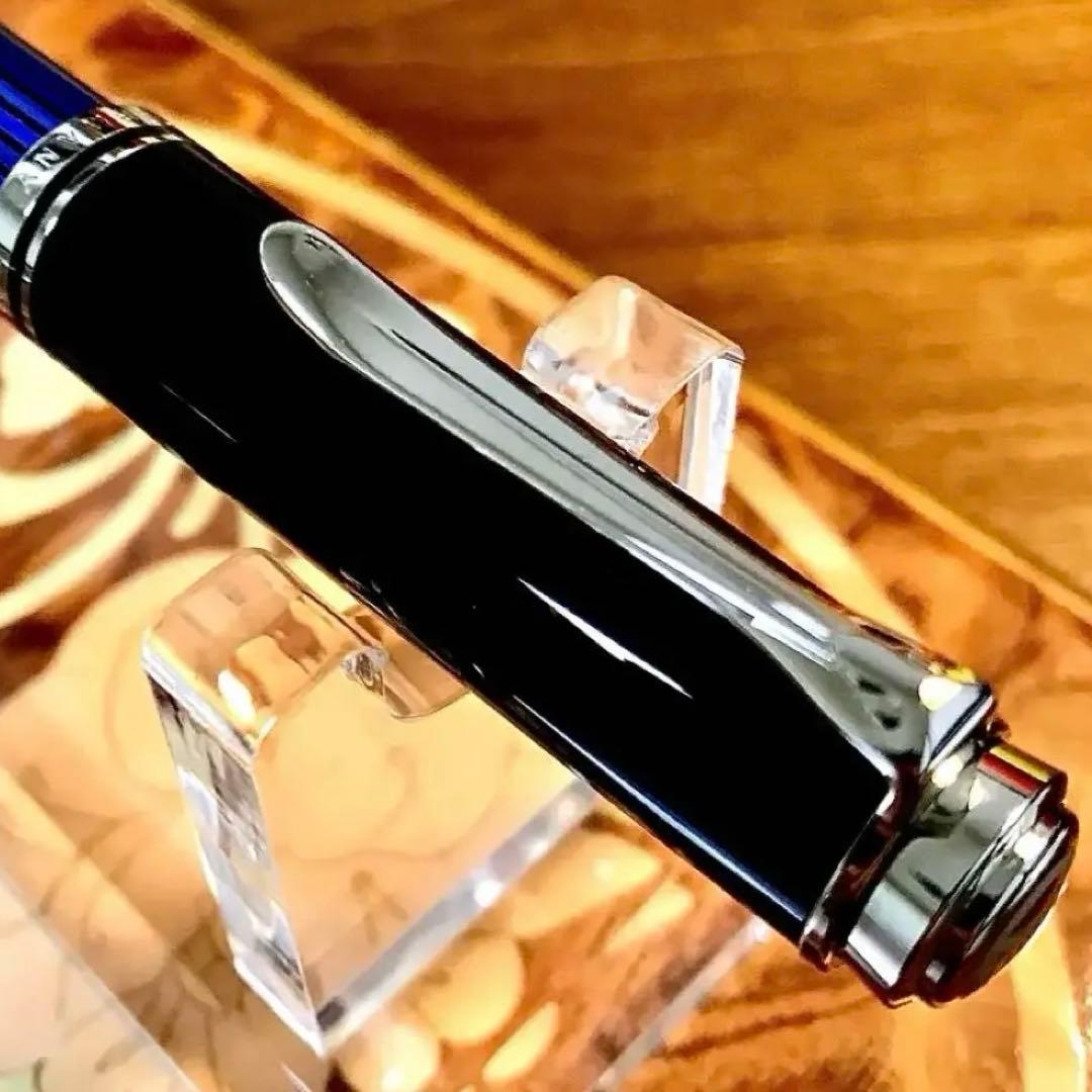 ☆ほぼ新品未使用☆美しいペリカン万年筆M405ブルー縞(Ｆ)