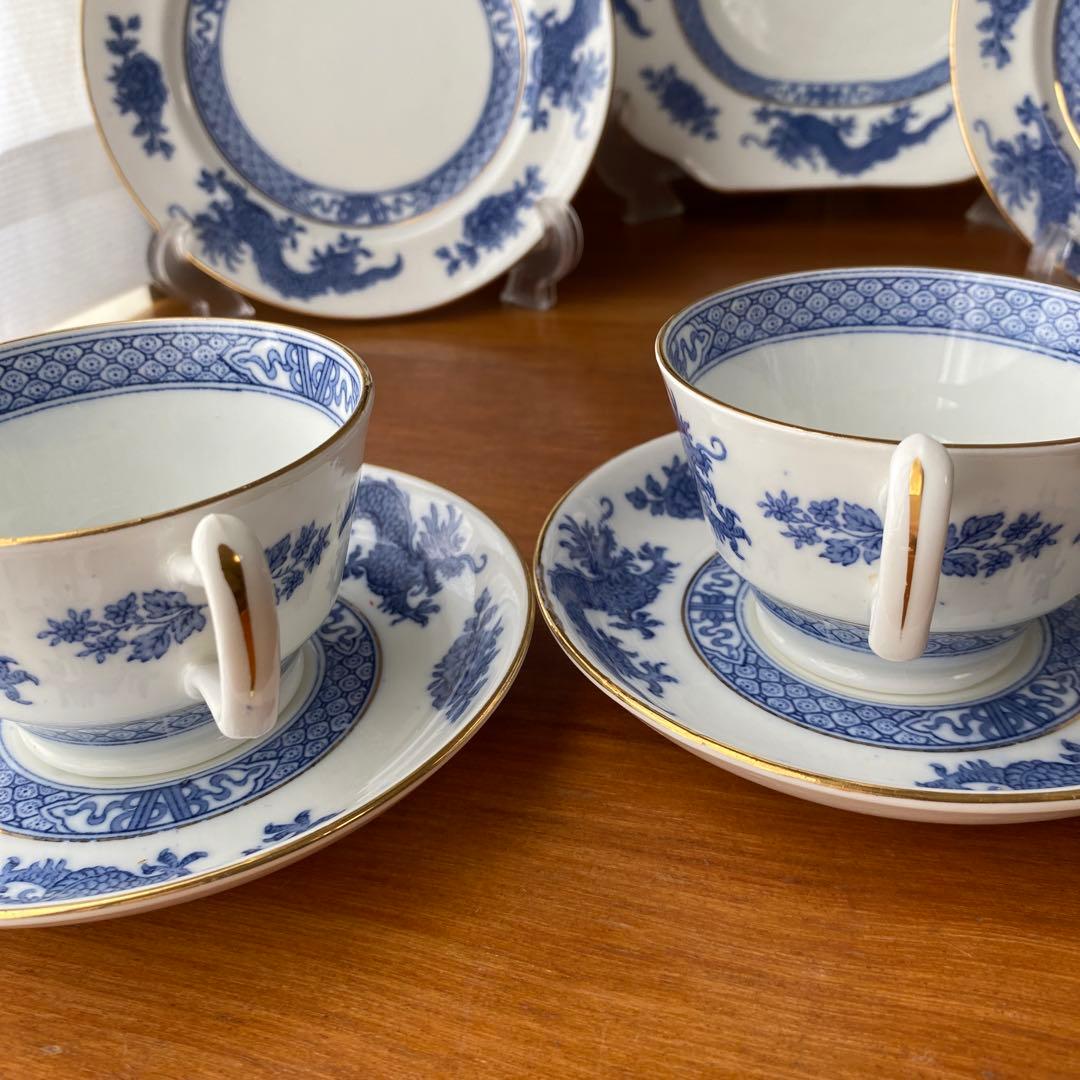 希少　ハマースレイ ブルードラゴン　カップ　ソーサー　プレート　ティーセット