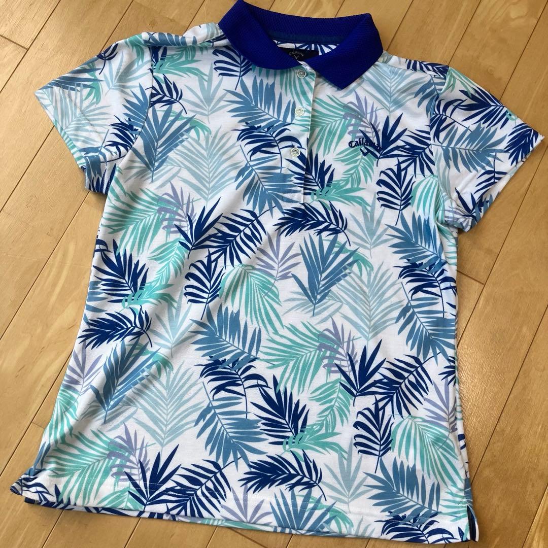 極美品キャロウェイゴルフポロシャツマルチカラーブランドロゴ刺繍リーフ柄葉柄セット
