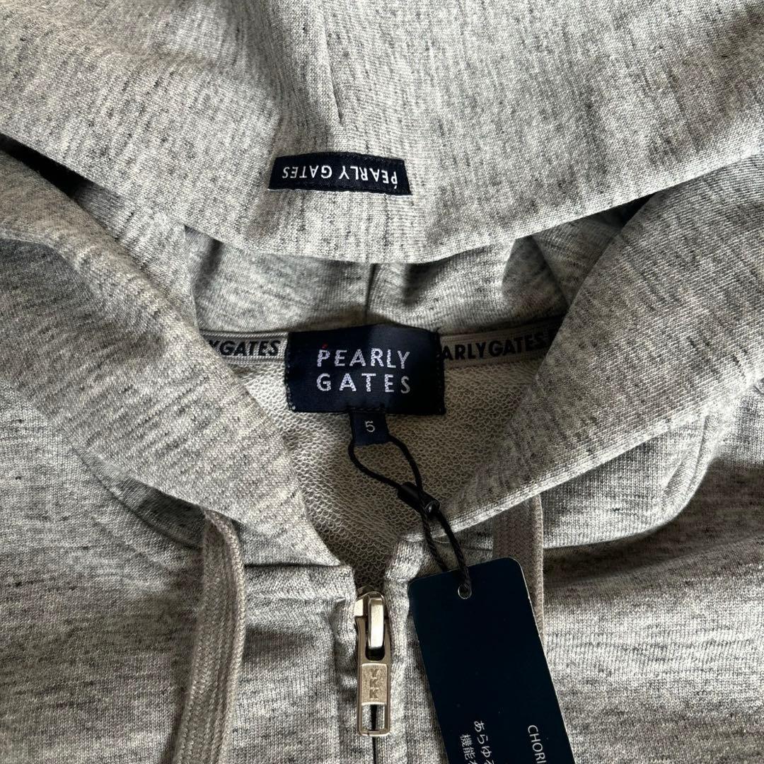 パーリーゲイツTOPスパン裏毛ウサギ杢調グレーパーカーサイズ5