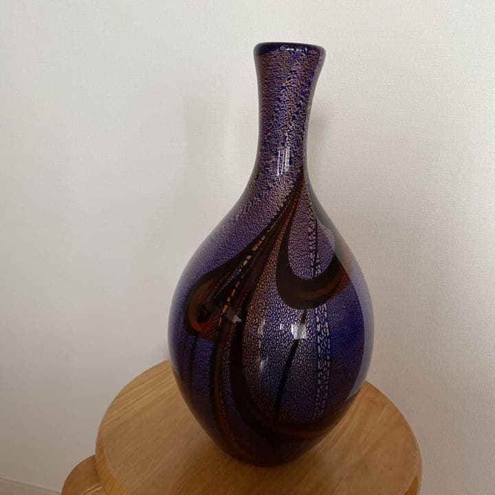 琉球ガラス　大城孝栄　花瓶　共箱