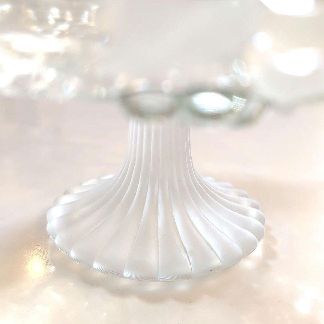 ドイツ製　美しいお花のクリスタルガラスのコンポート皿