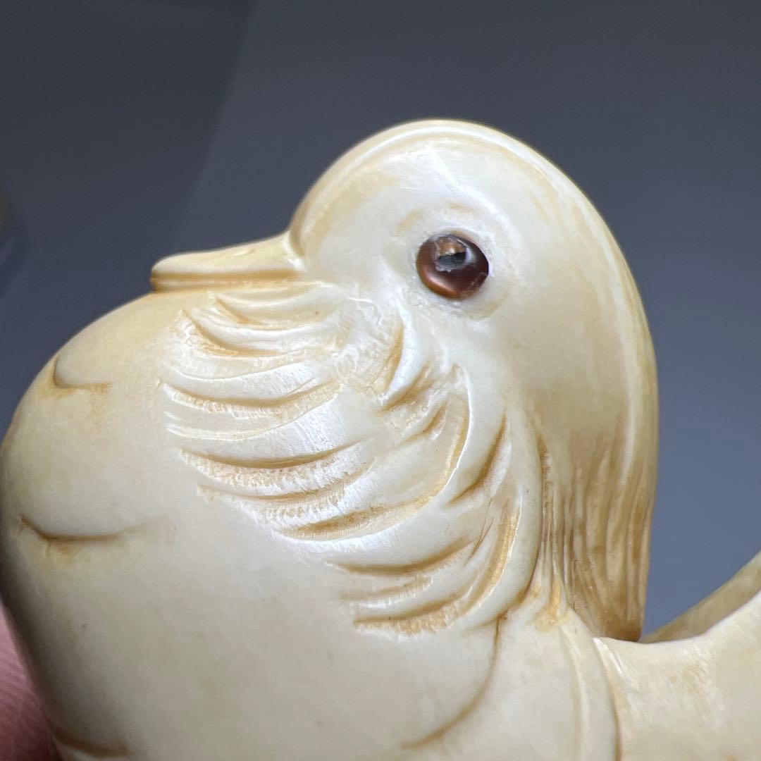 光正在銘　おしどり根付　39g 東Y8-0205☆1Fトヒト