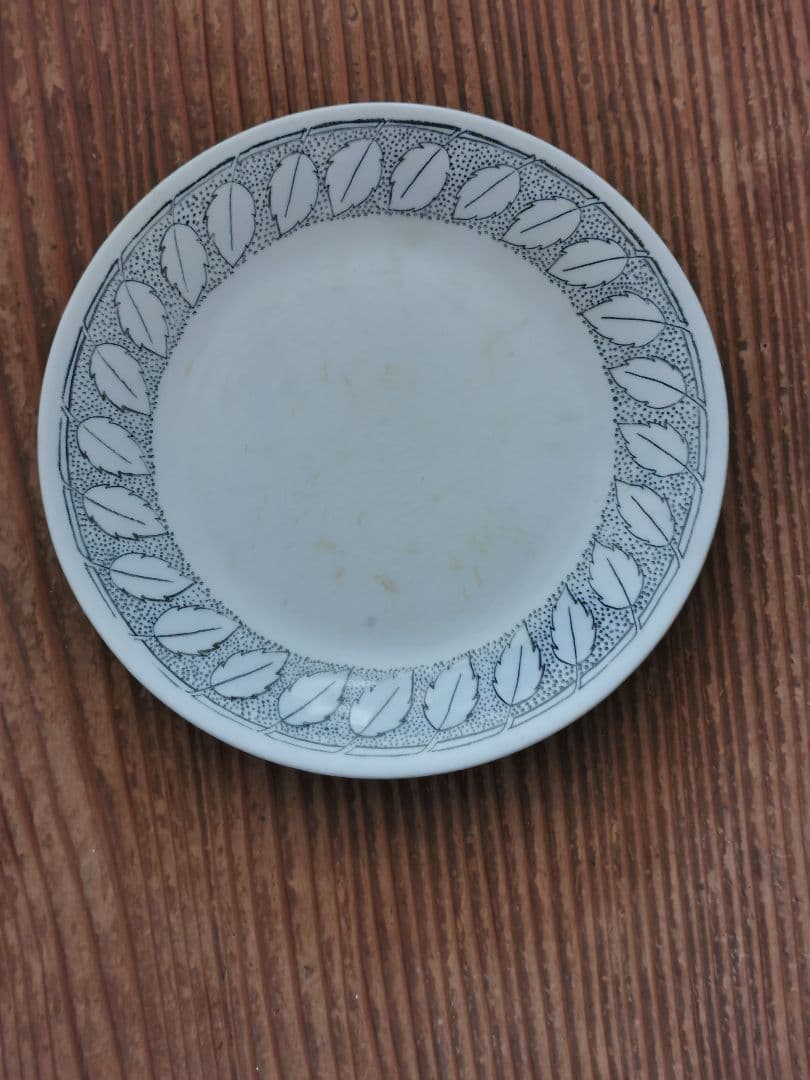 ヴィンテージ スウェーデン イェフレ ブラード リーフ 葉の線描と点描 プレート