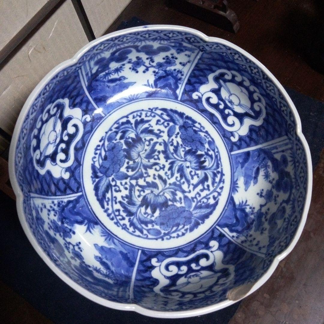 古伊万里　花唐草　うさぎ　大鉢