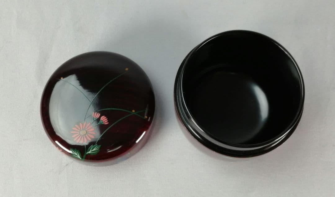 【茶事具】一峰作　即中斎好色絵秋草蒔絵溜大棗　棗298