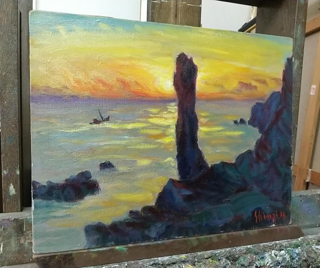 「唐桑半島の朝」油絵 F6 絵画 油彩画 風景画 アート